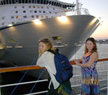 The girls waiting to board ship